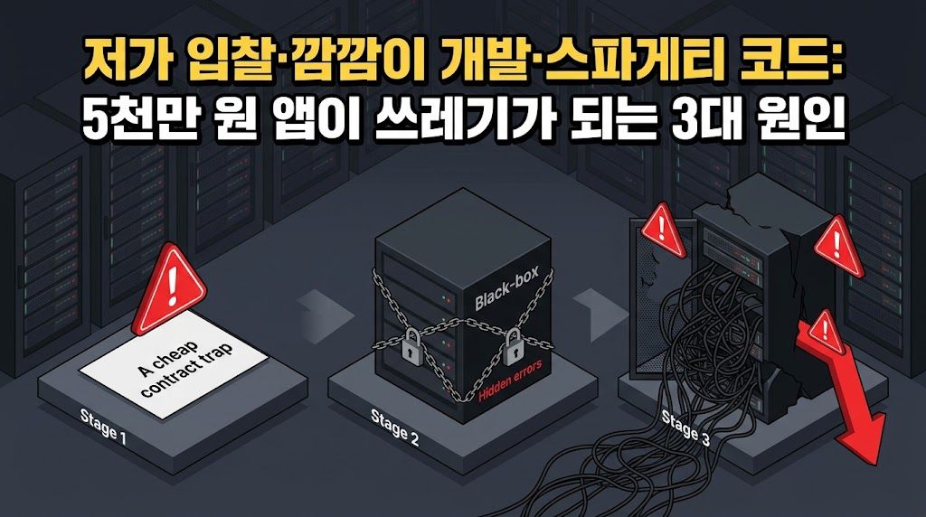 5,000만 원 넣은 앱이 6개월 만에 멈췄다? 스타트업 외주 개발이 전멸하는 3가지 비극