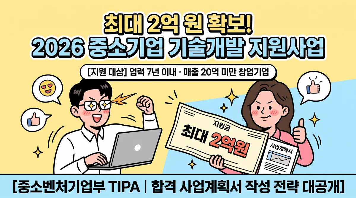 2026 중소기업 기술개발 지원사업 통합 공고: 최대 2억 원 확보와 합격 사업계획서 전략